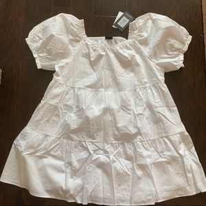 Who What Wear White Puff Sleeve Dress